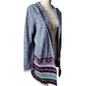 New Directions Southwest Western Hooded Cardigan Sweater Size Medium